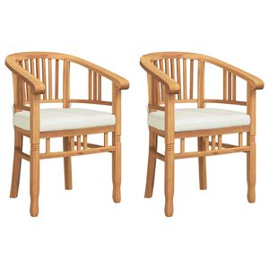 vidaXL Stuhl mit Kissen 2 pcs Braun 63 x 58 x 89 cm Massivholz Teak
