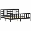 vidaXL Massivholzbett mit Kopfteil Schwarz 200x200 cm