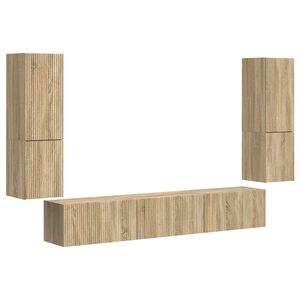 vidaXL TV-Schrankset Wandmontiert 4 pcs Sonoma-Eiche Holzwerkstoff