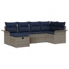 vidaXL Gartensofa-set mit Kissen 6 pcs Grau und Marineblau Poly-Rattan