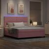 vidaXL LED Boxspringbett mit Matratze Rosa 180 x 200 cm Samt