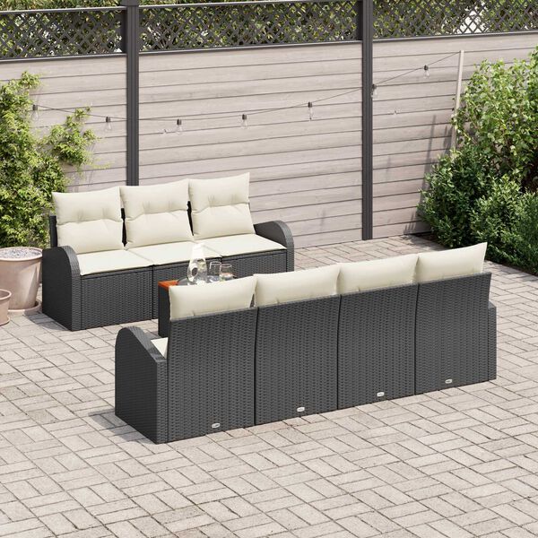 vidaXL Gartensofa-set mit Kissen 8 pcs Schwarz Poly-Rattan