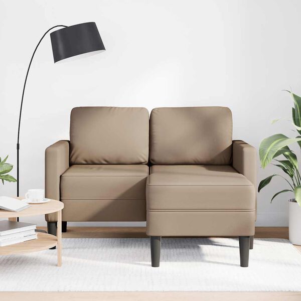 vidaXL 2-Sitzer-Sofa mit Chaiselongue L-Form Cappuccino-Braun 125 cm