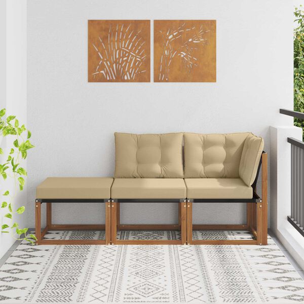 vidaXL Outdoor-Schnittsofa-Einheiten 3 St&uuml;ck Natur und Beige