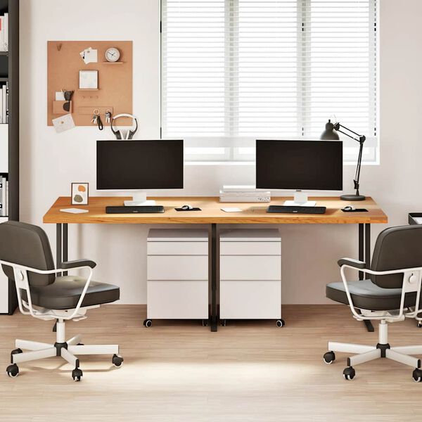 vidaXL Schreibtischplatte Hellbraun 220x100x4 cm Massivholz Eiche