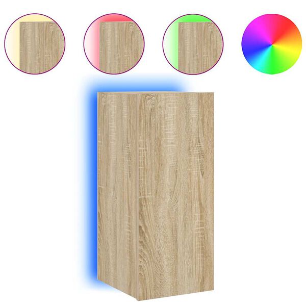 vidaXL TV-Wandschrank mit LED-Leuchten Sonoma-Eiche 30,5x35x70 cm