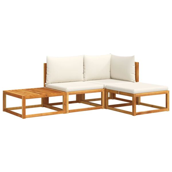 vidaXL 4-tlg. Gartensofa-Set mit Kissen Holz Akazie & Seil
