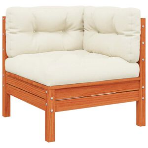 vidaXL Garten-Ecksofa mit Kissen Wachsbraun Massivholz Kiefer
