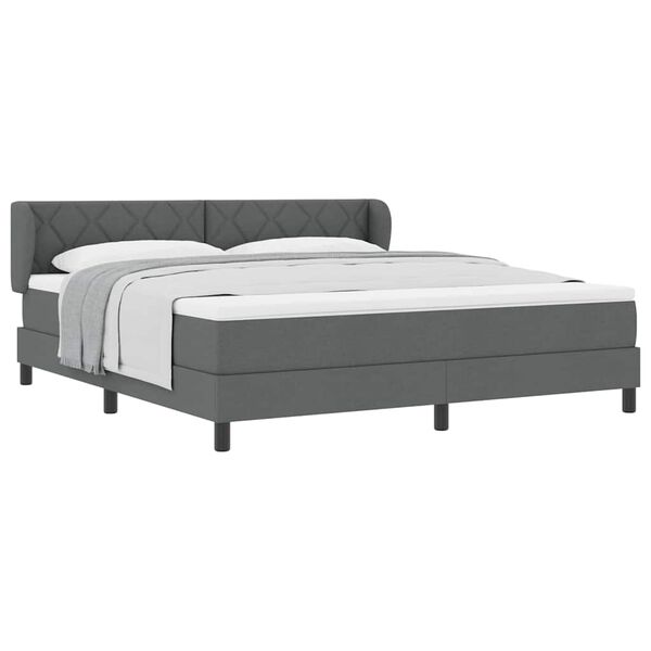vidaXL Boxspringbett mit Matratze Dunkelgrau 180 x 200 cm Stoff