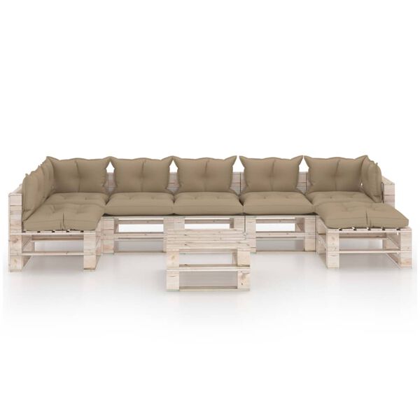 vidaXL 8-tlg. Garten-Lounge-Set aus Paletten mit Kissen Kiefernholz