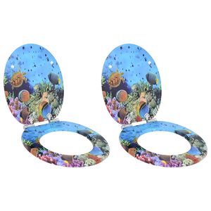 vidaXL Toilettensitze mit Soft-Close-Deckel 2 Stk. MDF Tiefsee-Design