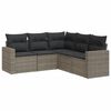 vidaXL 5-tlg. Garten-Sofagarnitur mit Kissen Grau Poly Rattan