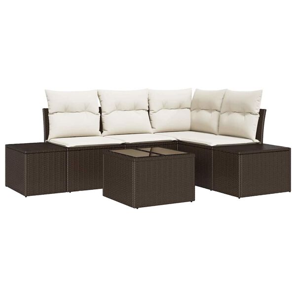 vidaXL Gartensofa-set 5 pcs Braun Poly-Rattan