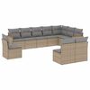 vidaXL 10-tlg. Garten-Sofagarnitur mit Kissen Beige Poly Rattan