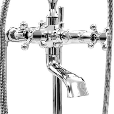vidaXL Freistehende Badewanne und Wasserhahn 220 L 99,5 cm Silbern
