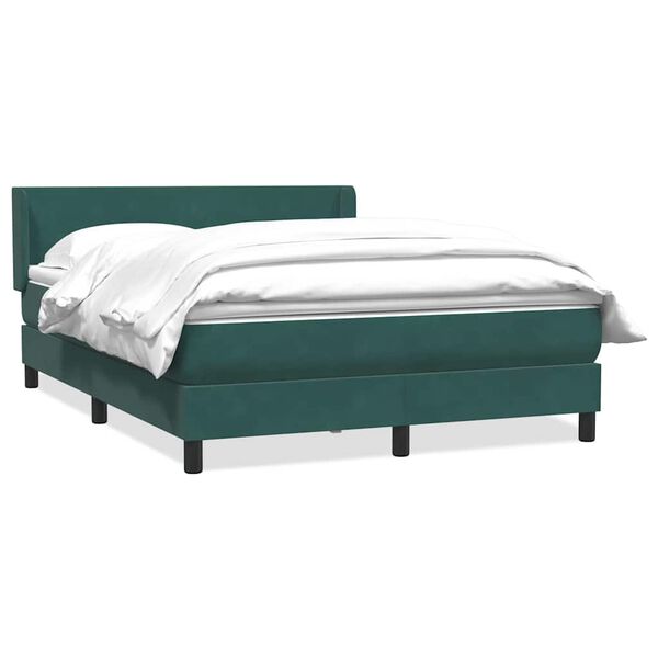 vidaXL Boxspringbett mit Matratze Dunkelgr&uuml;n 160x220 cm Samt