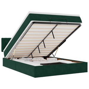 vidaXL Ottoman-Bett mit Matratze Dunkelgr&uuml;n 140x200 cm Samt