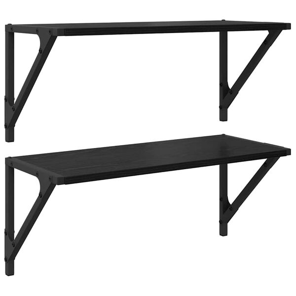 vidaXL Wandregale 2 pcs Schwarz Eichen-Optik 60 x 25 x 25,5 cm