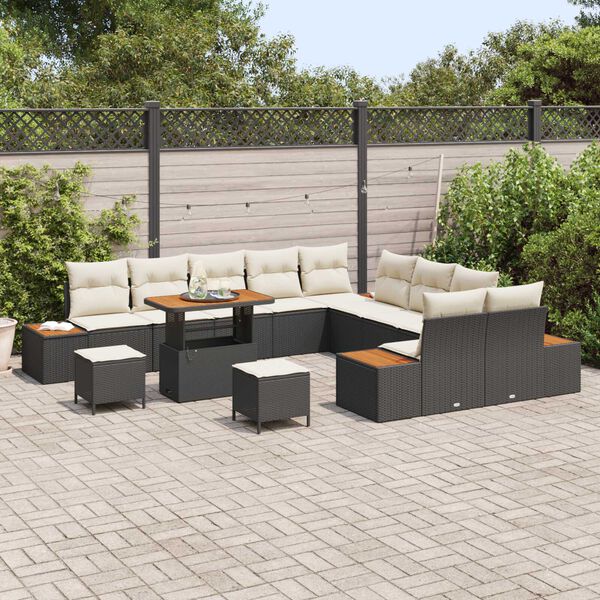 vidaXL Gartensofa-set 13 pcs Schwarz Poly-Rattan