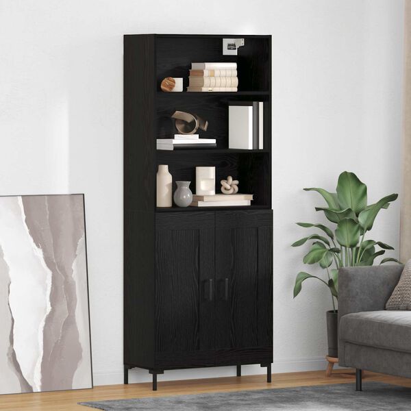 vidaXL Highboard Schwarz Eichen-Optik 69,5 x 34 x 180 cm Holzwerkstoff
