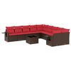 vidaXL 11-teiliges Gartensofa-Set mit Kissen, braun, Polyrattan