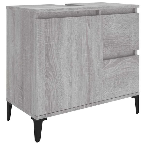 vidaXL Badschrank Grau Sonoma 65x33x60 cm Holzwerkstoff