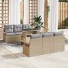 vidaXL Gartensofa-set mit Kissen mit Speicher 7 pcs Beige Poly Rattan