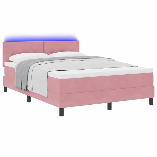 vidaXL Boxspringbett mit Kopfteil Rosa 160 x 200 cm Samt