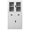 vidaXL Büroschrank Hellgrau 90x40x180 cm Stahl und Gehärtetes Glas
