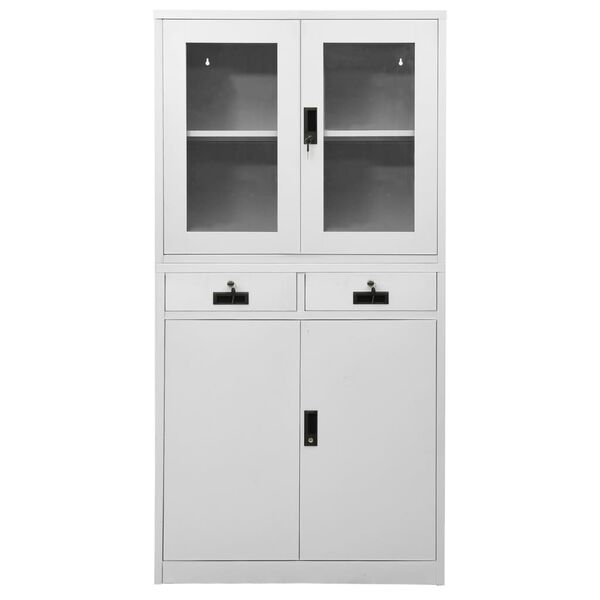 vidaXL Büroschrank Hellgrau 90x40x180 cm Stahl und Gehärtetes Glas