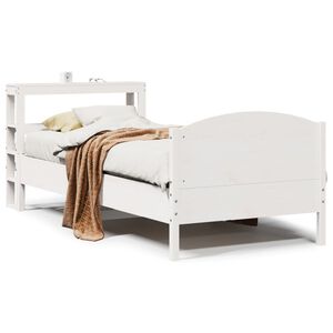 vidaXL Massivholzbett ohne Matratze Wei&szlig; 75x190 cm Kiefernholz