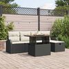 vidaXL Garten-Sofa-Set mit Kissen 6 pcs Schwarz Poly Rattan