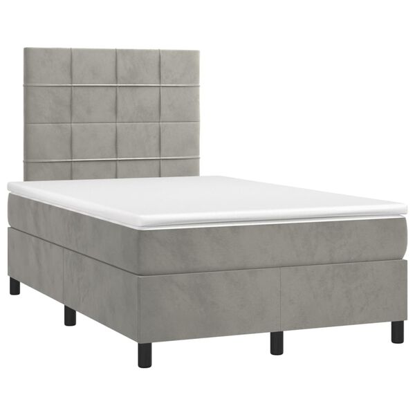 vidaXL Boxspringbett mit Matratze Hellgrau 120x200 cm Samt
