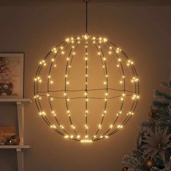 vidaXL Ball mit 192 LEDs Warmwei&szlig; 59,5 x 59,5 x 63 cm Metall
