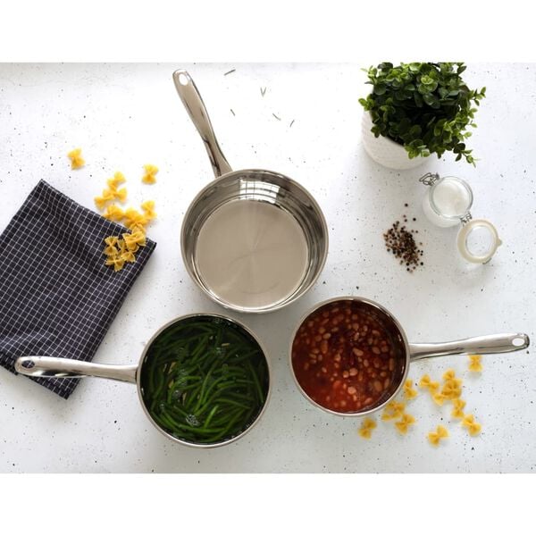 Livoo 3-tlg. Stielkasserolle-Set Edelstahl Silbern