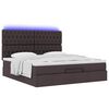 vidaXL Ottoman-Bett mit Matratze & LEDs Dunkelbraun 180x200 cm Stoff