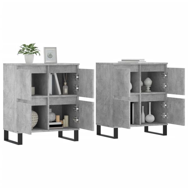 vidaXL Sideboards 2 Stk. Betongrau Holzwerkstoff