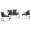 vidaXL Garten Essgruppe 3 Stk. Schwarz und Anthrazit Poly-Rattan