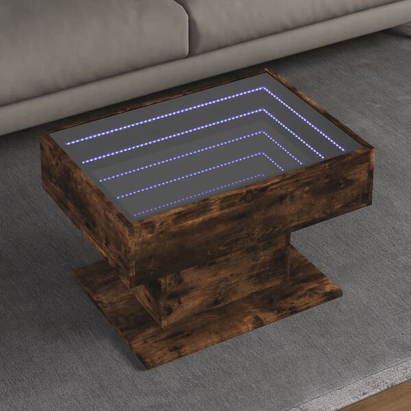 vidaXL LED-Couchtisch R&auml;uchereiche 70x50x45 cm Holzwerkstoff