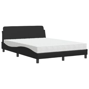 vidaXL Bett mit Matratze "Dover" Schwarz 140x190 cm Kunstleder