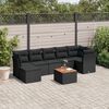 vidaXL 8-tlg. Garten-Sofagarnitur mit Kissen Schwarz Poly Rattan