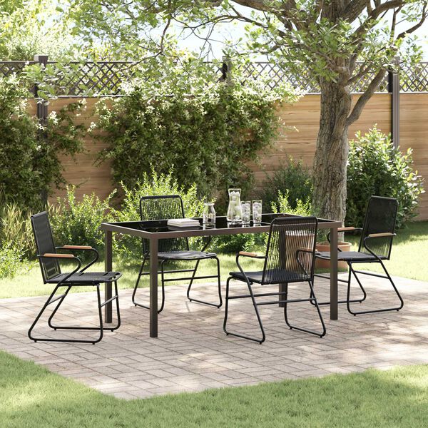 vidaXL Garten Essgruppe 5 pcs Schwarz Pulverbeschichteter Stahl