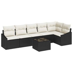 vidaXL Gartensofa-set mit Kissen 7 pcs Braun und Creme Poly-Rattan