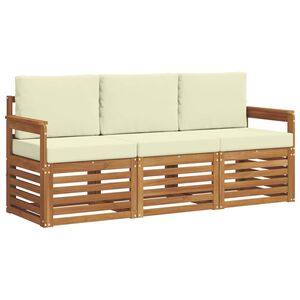 vidaXL Sofagarnituren 3 stk. Natur und Creme Massivholz Akazie