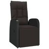 vidaXL Gartensessel Verstellbar mit Kissen Schwarz Poly Rattan