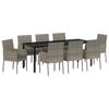 vidaXL Garten Essgruppe mit Kissen 9 pcs Grau Poly-Rattan