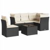 vidaXL 6-tlg. Garten-Sofagarnitur mit Kissen Schwarz Poly Rattan