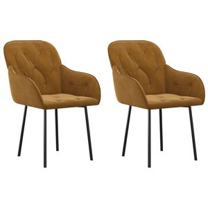 vidaXL Esszimmerst&uuml;hle 2 Stk. Braun Samt
