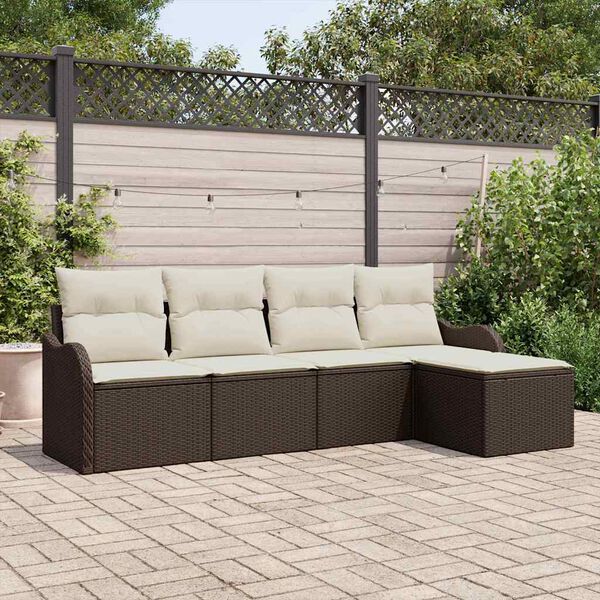 vidaXL Gartensofa-set 5 pcs Braun Poly-Rattan