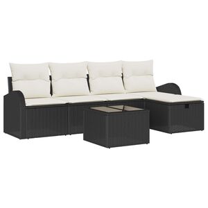 vidaXL Sofa Set mit Kissen 6 pcs Schwarz und Creme Poly-Rattan